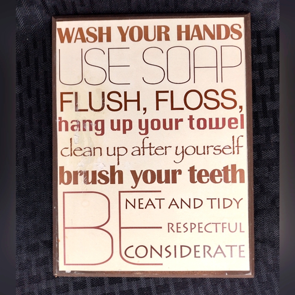 BATHROOM ART DECO PRINT WASH YOUR HANDS RULES